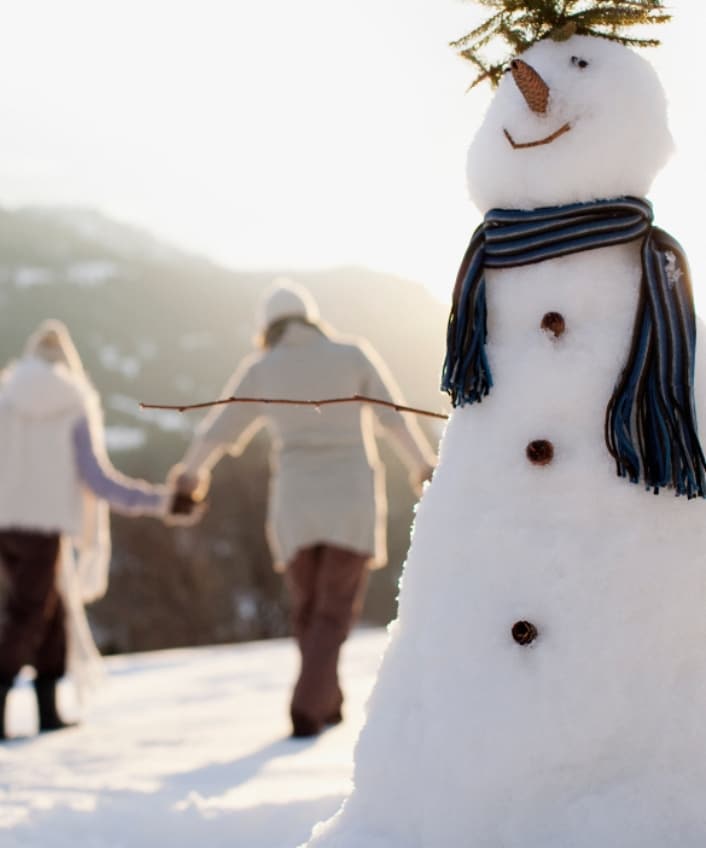 Eine Familie, die im Schnee spielt, lässt nicht zu, dass Wohltätigkeitsbetrug ihre Feiertagsfreude verdirbt.